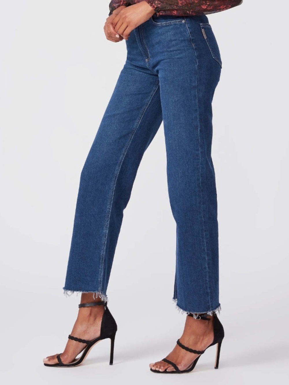 PAIGE Leenah Ankle High Rise Trouser Leg Jeans Raw Hem Gracie Lou NWT 25 - Picture 4 of 16